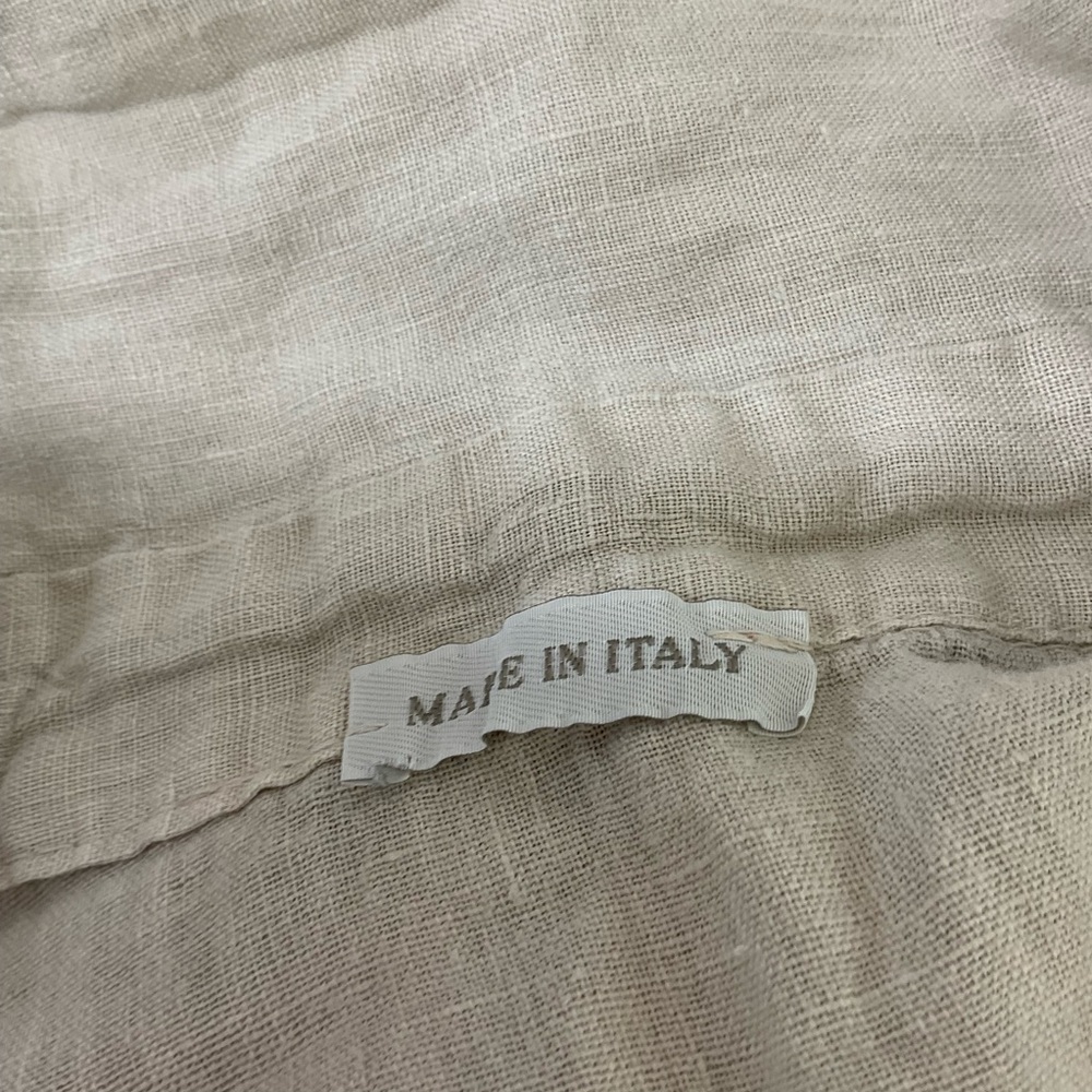 Made In Italy Beige 100% Linen Long Sleeve Pockets Button Down Shacket Shirt 3X - Picture 7 of 11